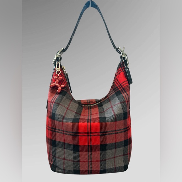 Coach Handbags - Coach Red and Black Plaid Mini Bag